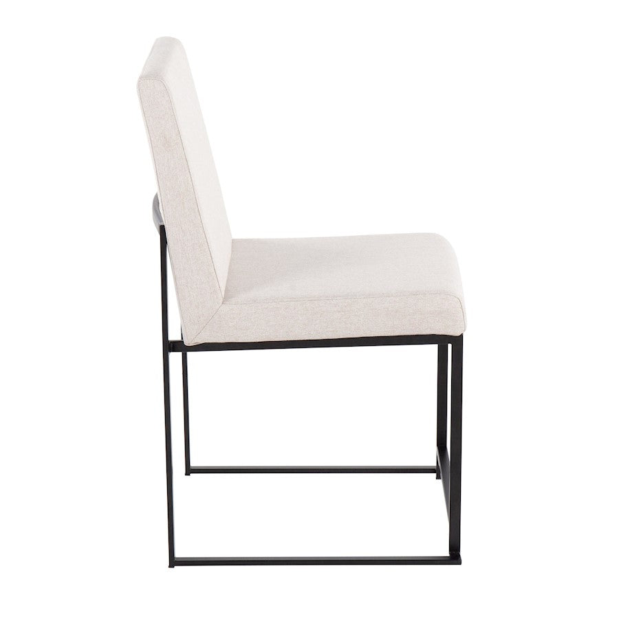 LumiSource Fuji High Back Dining Chair Set of 2 | Black Steel & Beige Fabric | Dining Room & Office Seating | 18 x 22 x 34 in | Model DC-HBFUJIBKBG2