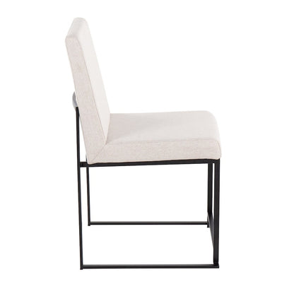 LumiSource Fuji High Back Dining Chair Set of 2 | Black Steel & Beige Fabric | Dining Room & Office Seating | 18 x 22 x 34 in | Model DC-HBFUJIBKBG2
