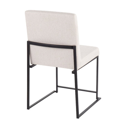 LumiSource Fuji High Back Dining Chair Set of 2 | Black Steel & Beige Fabric | Dining Room & Office Seating | 18 x 22 x 34 in | Model DC-HBFUJIBKBG2