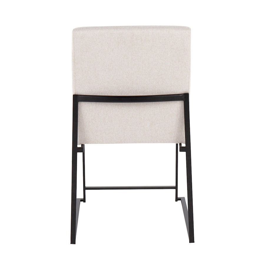 LumiSource Fuji High Back Dining Chair Set of 2 | Black Steel & Beige Fabric | Dining Room & Office Seating | 18 x 22 x 34 in | Model DC-HBFUJIBKBG2