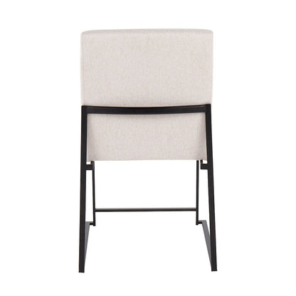 LumiSource Fuji High Back Dining Chair Set of 2 | Black Steel & Beige Fabric | Dining Room & Office Seating | 18 x 22 x 34 in | Model DC-HBFUJIBKBG2