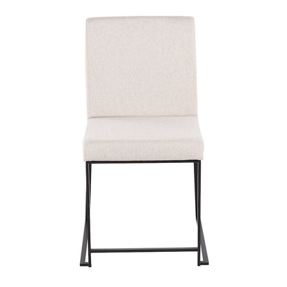 LumiSource Fuji High Back Dining Chair Set of 2 | Black Steel & Beige Fabric | Dining Room & Office Seating | 18 x 22 x 34 in | Model DC-HBFUJIBKBG2