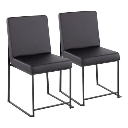 LumiSource Fuji High Back Dining Chair Set of 2 | Black Steel & Black PU | Dining Room & Office Seating | 18 x 22 x 34 in | Model DC-HBFUJIBKBK2