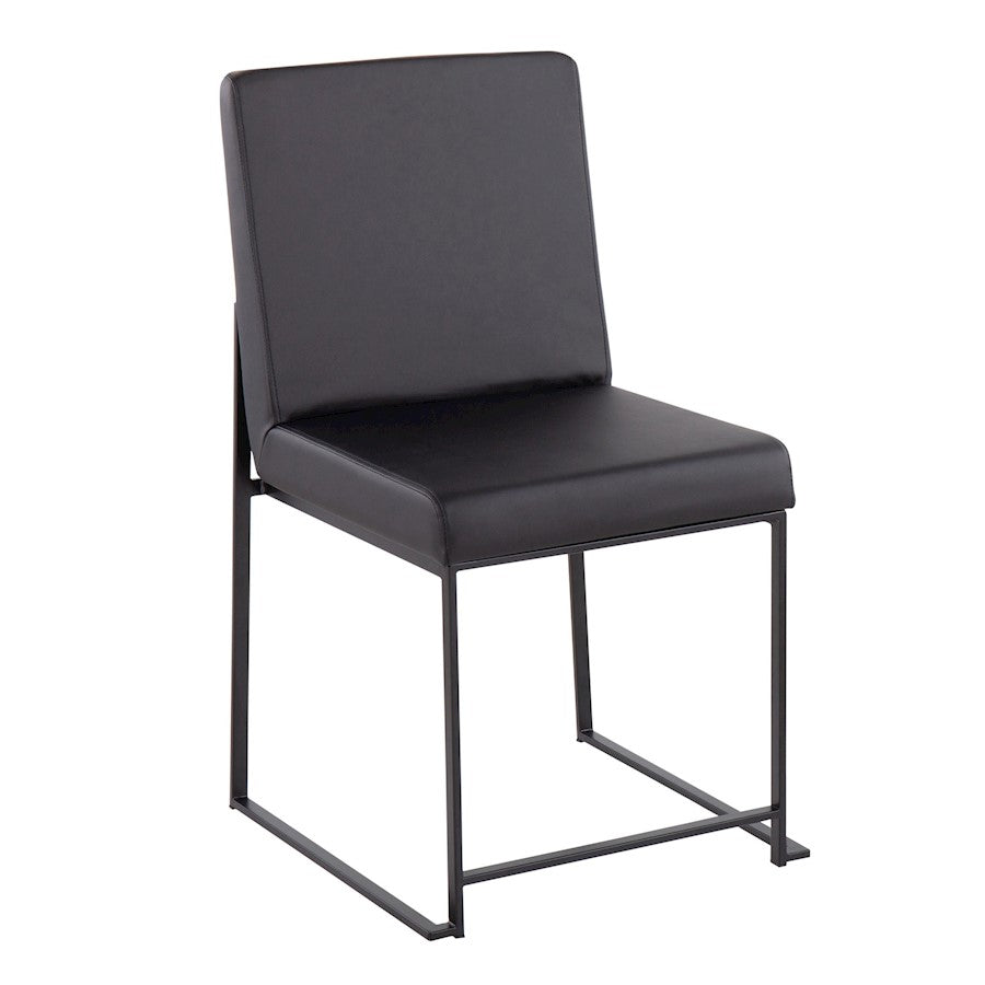 LumiSource Fuji High Back Dining Chair Set of 2 | Black Steel & Black PU | Dining Room & Office Seating | 18 x 22 x 34 in | Model DC-HBFUJIBKBK2