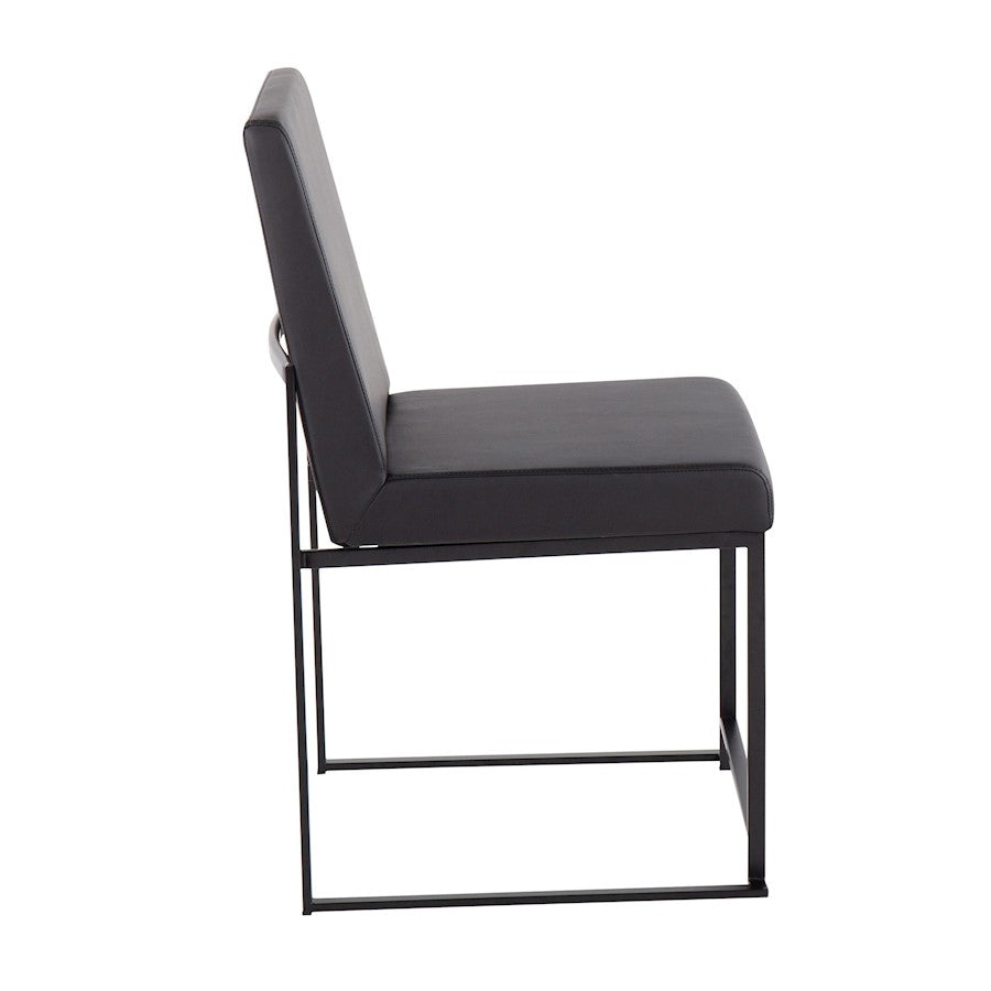 LumiSource Fuji High Back Dining Chair Set of 2 | Black Steel & Black PU | Dining Room & Office Seating | 18 x 22 x 34 in | Model DC-HBFUJIBKBK2