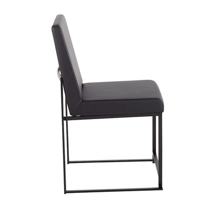 LumiSource Fuji High Back Dining Chair Set of 2 | Black Steel & Black PU | Dining Room & Office Seating | 18 x 22 x 34 in | Model DC-HBFUJIBKBK2