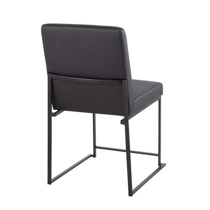 LumiSource Fuji High Back Dining Chair Set of 2 | Black Steel & Black PU | Dining Room & Office Seating | 18 x 22 x 34 in | Model DC-HBFUJIBKBK2