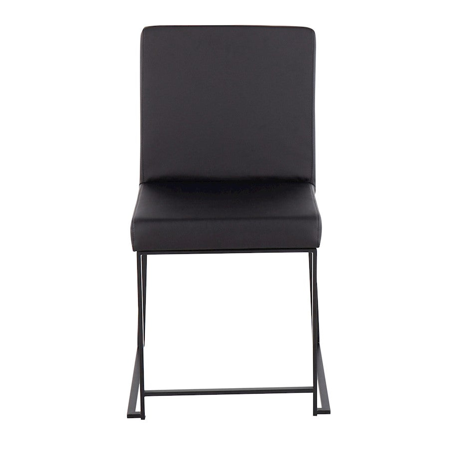 LumiSource Fuji High Back Dining Chair Set of 2 | Black Steel & Black PU | Dining Room & Office Seating | 18 x 22 x 34 in | Model DC-HBFUJIBKBK2