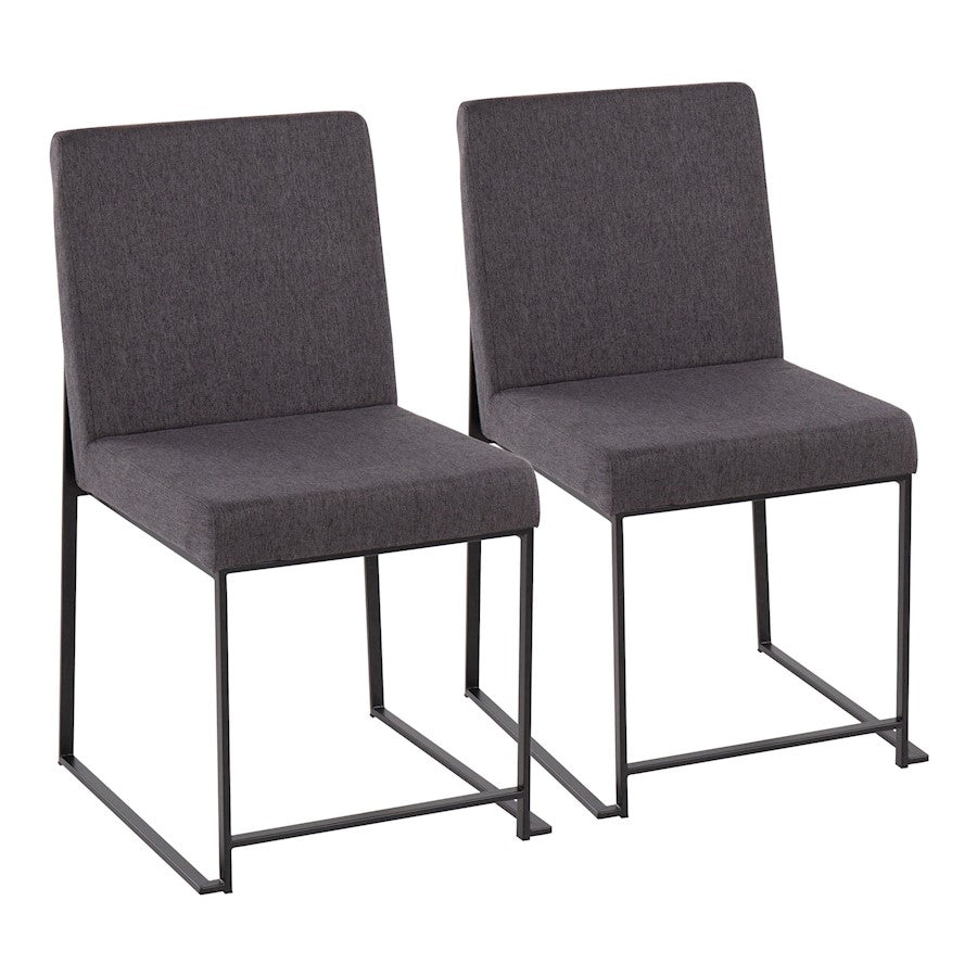 LumiSource Fuji High Back Dining Chair Set of 2 | Black Steel & Charcoal Fabric | Dining Room & Office Seating | Model DC-HBFUJIBKCHAR2