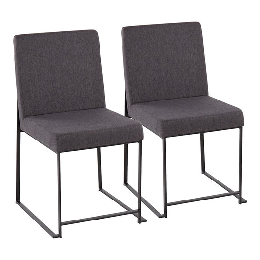 LumiSource Fuji High Back Dining Chair Set of 2 | Black Steel & Charcoal Fabric | Dining Room & Office Seating | Model DC-HBFUJIBKCHAR2