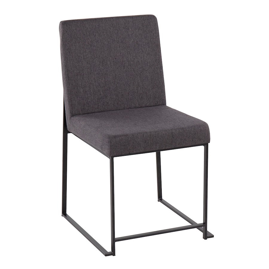 LumiSource Fuji High Back Dining Chair Set of 2 | Black Steel & Charcoal Fabric | Dining Room & Office Seating | Model DC-HBFUJIBKCHAR2