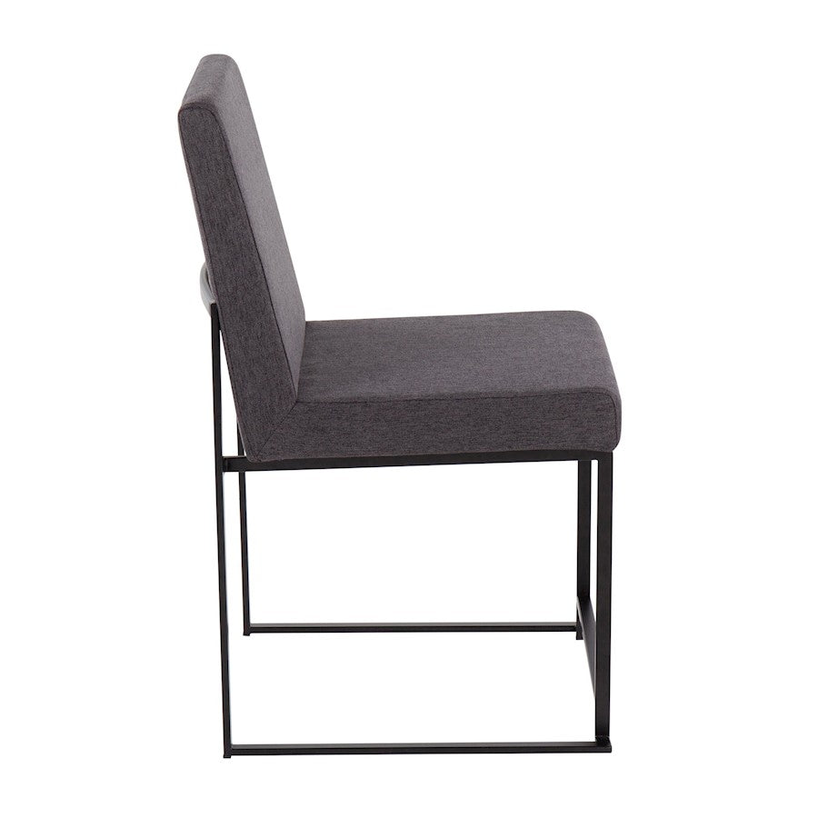 LumiSource Fuji High Back Dining Chair Set of 2 | Black Steel & Charcoal Fabric | Dining Room & Office Seating | Model DC-HBFUJIBKCHAR2
