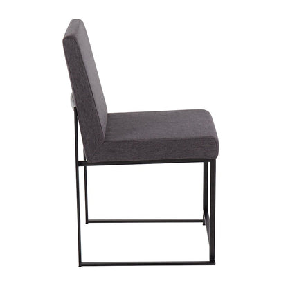 LumiSource Fuji High Back Dining Chair Set of 2 | Black Steel & Charcoal Fabric | Dining Room & Office Seating | Model DC-HBFUJIBKCHAR2