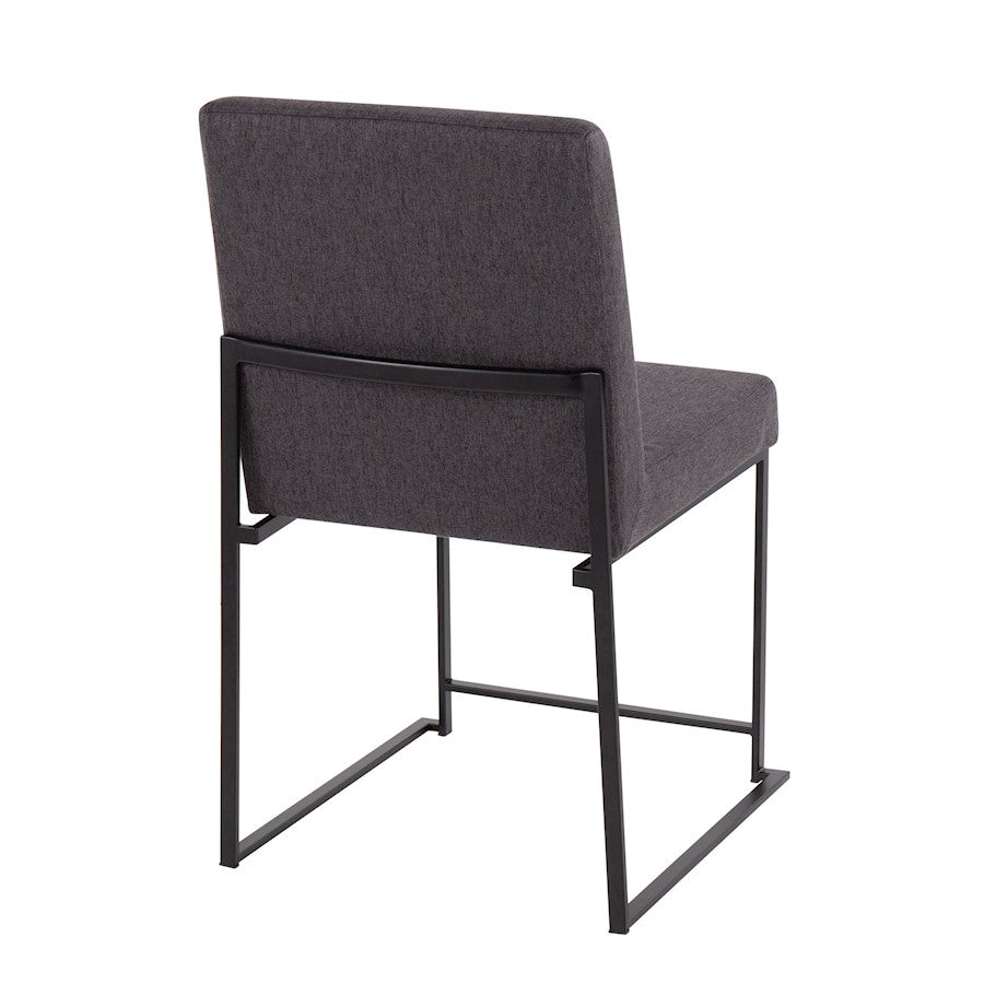 LumiSource Fuji High Back Dining Chair Set of 2 | Black Steel & Charcoal Fabric | Dining Room & Office Seating | Model DC-HBFUJIBKCHAR2