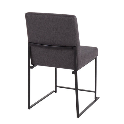 LumiSource Fuji High Back Dining Chair Set of 2 | Black Steel & Charcoal Fabric | Dining Room & Office Seating | Model DC-HBFUJIBKCHAR2