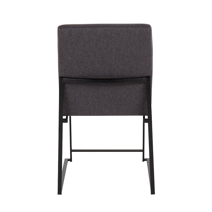 LumiSource Fuji High Back Dining Chair Set of 2 | Black Steel & Charcoal Fabric | Dining Room & Office Seating | Model DC-HBFUJIBKCHAR2