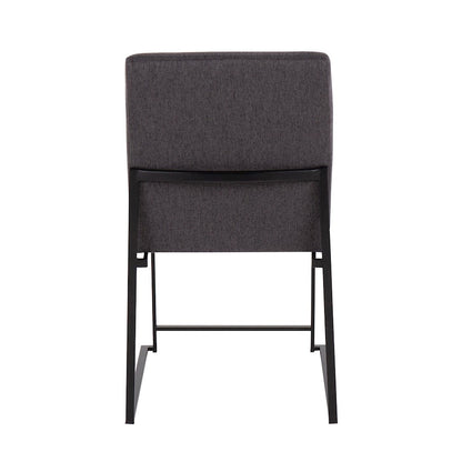 LumiSource Fuji High Back Dining Chair Set of 2 | Black Steel & Charcoal Fabric | Dining Room & Office Seating | Model DC-HBFUJIBKCHAR2
