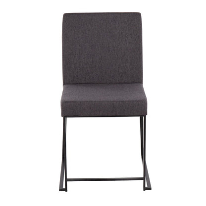 LumiSource Fuji High Back Dining Chair Set of 2 | Black Steel & Charcoal Fabric | Dining Room & Office Seating | Model DC-HBFUJIBKCHAR2