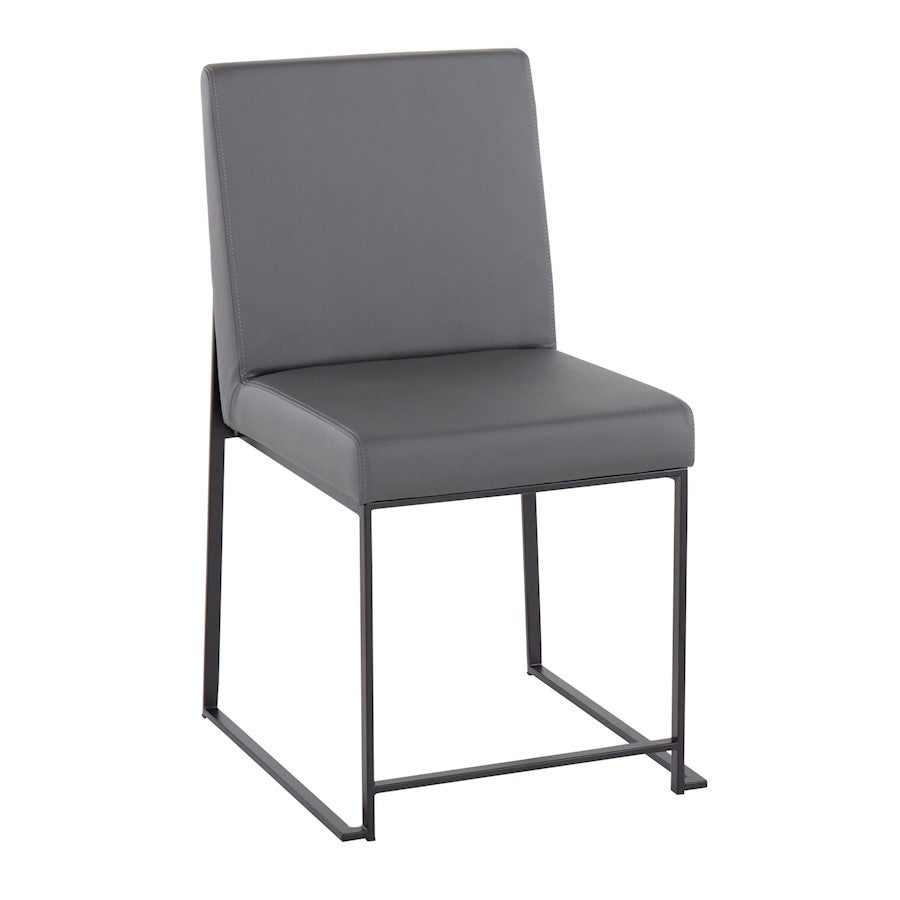 LumiSource Fuji High Back Dining Chair Set of 2 | Grey PU and Black Steel Frame | Dining Room & Home Office Seating | Model DC-HBFUJIBKGY2