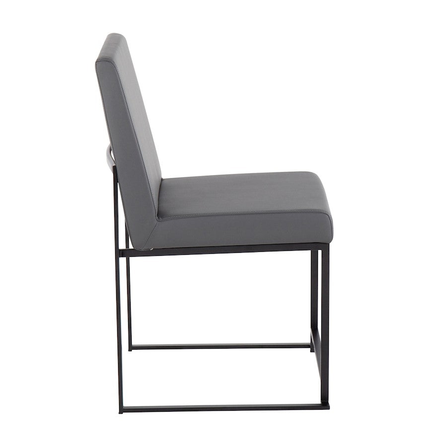 LumiSource Fuji High Back Dining Chair Set of 2 | Grey PU and Black Steel Frame | Dining Room & Home Office Seating | Model DC-HBFUJIBKGY2