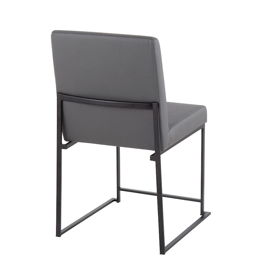 LumiSource Fuji High Back Dining Chair Set of 2 | Grey PU and Black Steel Frame | Dining Room & Home Office Seating | Model DC-HBFUJIBKGY2