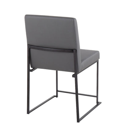 LumiSource Fuji High Back Dining Chair Set of 2 | Grey PU and Black Steel Frame | Dining Room & Home Office Seating | Model DC-HBFUJIBKGY2