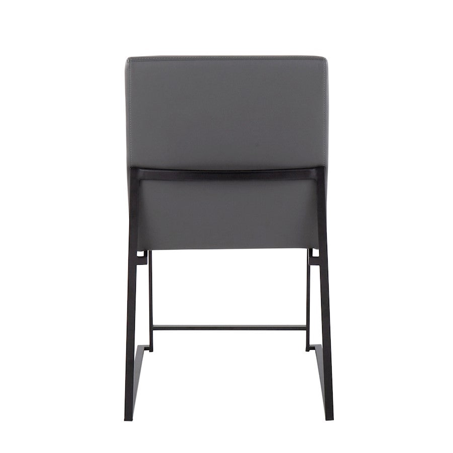 LumiSource Fuji High Back Dining Chair Set of 2 | Grey PU and Black Steel Frame | Dining Room & Home Office Seating | Model DC-HBFUJIBKGY2