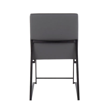 LumiSource Fuji High Back Dining Chair Set of 2 | Grey PU and Black Steel Frame | Dining Room & Home Office Seating | Model DC-HBFUJIBKGY2