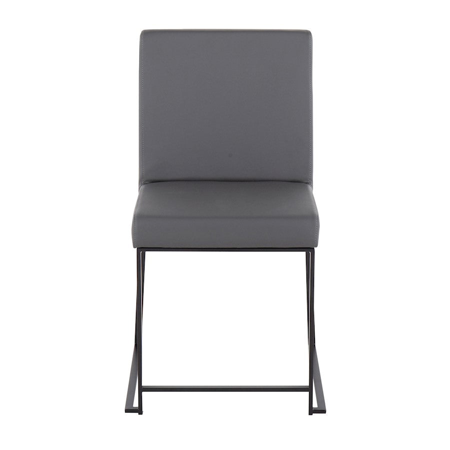 LumiSource Fuji High Back Dining Chair Set of 2 | Grey PU and Black Steel Frame | Dining Room & Home Office Seating | Model DC-HBFUJIBKGY2