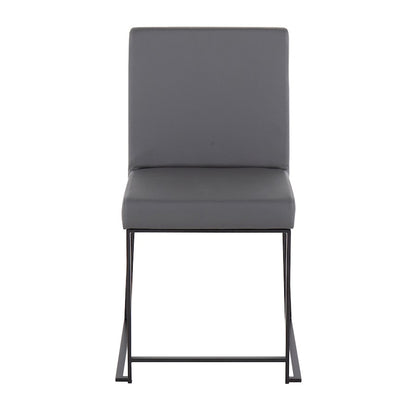 LumiSource Fuji High Back Dining Chair Set of 2 | Grey PU and Black Steel Frame | Dining Room & Home Office Seating | Model DC-HBFUJIBKGY2