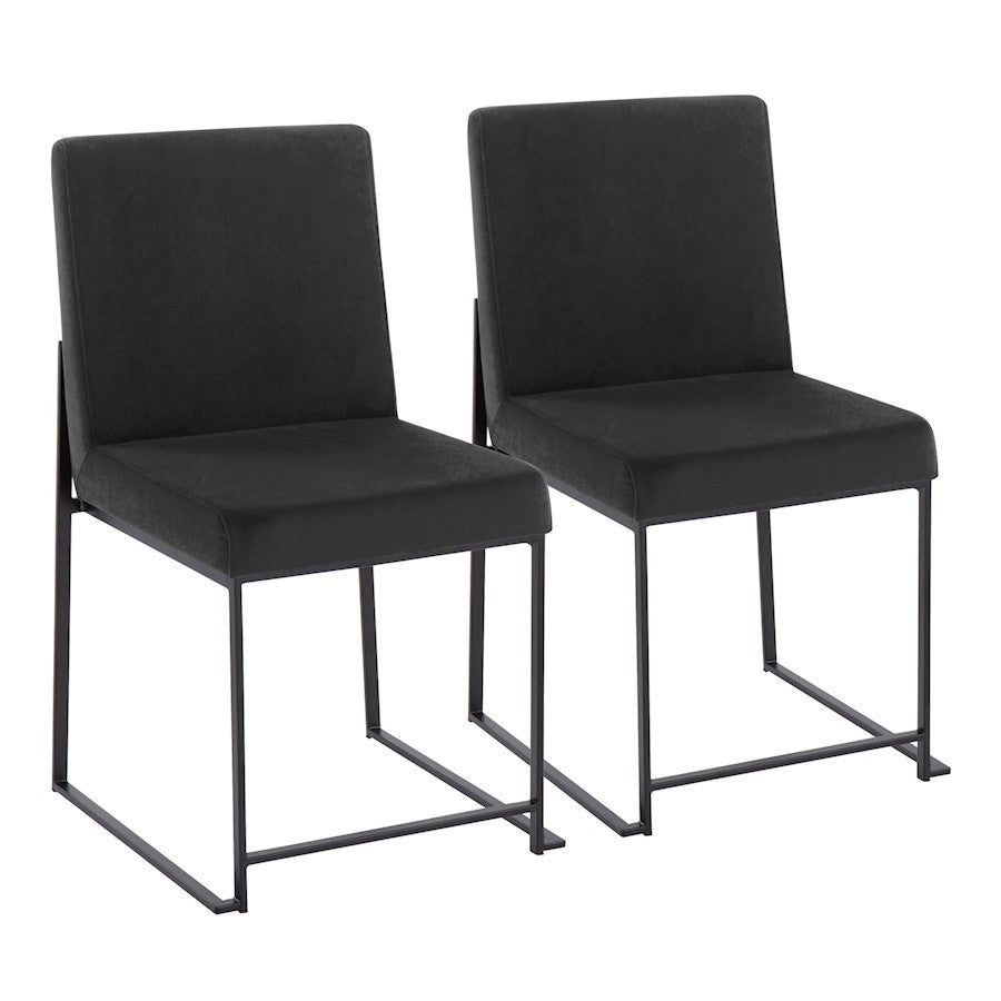 LumiSource Fuji High Back Dining Chair Set of 2 | Black Velvet and Black Steel Frame | Dining Room & Home Office Seating | Model DC-HBFUJIBKVBK2