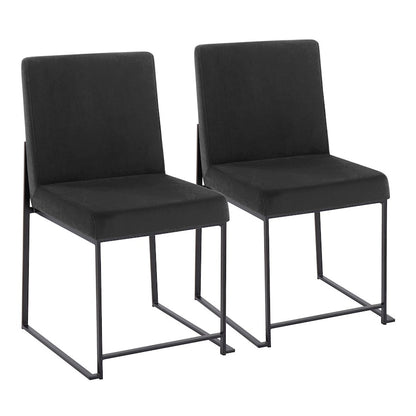 LumiSource Fuji High Back Dining Chair Set of 2 | Black Velvet and Black Steel Frame | Dining Room & Home Office Seating | Model DC-HBFUJIBKVBK2