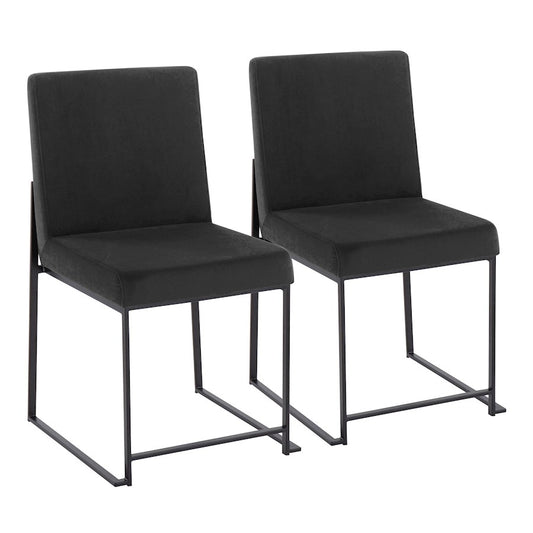 LumiSource Fuji High Back Dining Chair Set of 2 | Black Velvet and Black Steel Frame | Dining Room & Home Office Seating | Model DC-HBFUJIBKVBK2