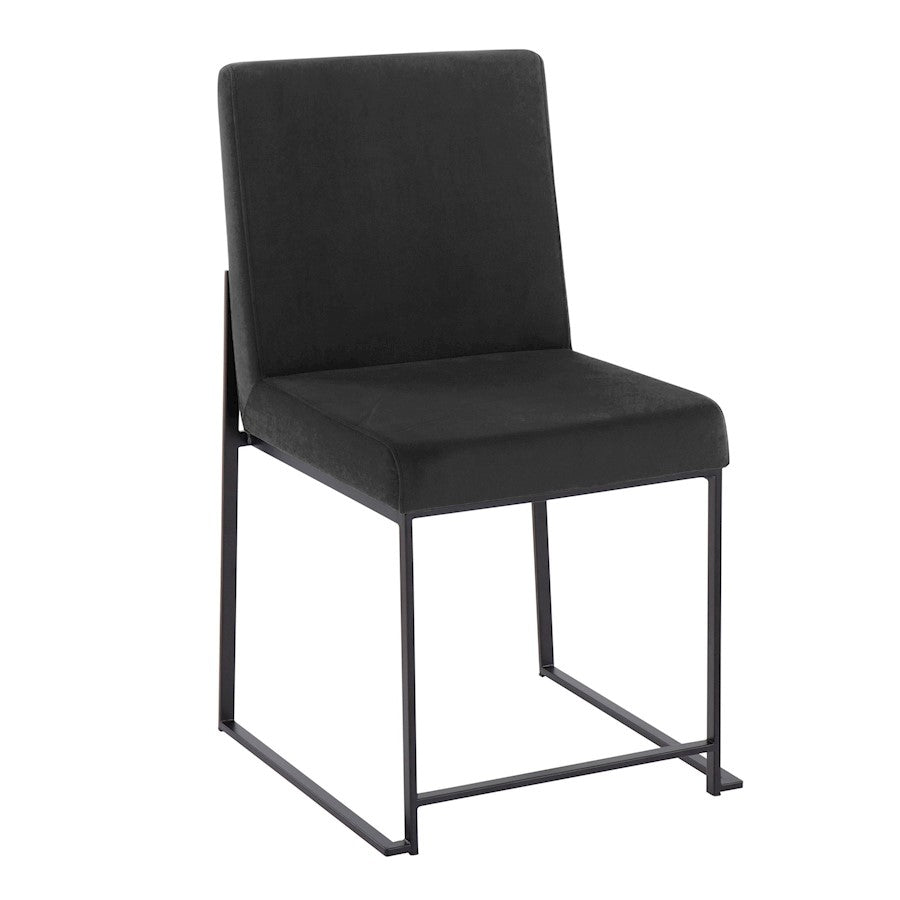 LumiSource Fuji High Back Dining Chair Set of 2 | Black Velvet and Black Steel Frame | Dining Room & Home Office Seating | Model DC-HBFUJIBKVBK2