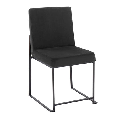 LumiSource Fuji High Back Dining Chair Set of 2 | Black Velvet and Black Steel Frame | Dining Room & Home Office Seating | Model DC-HBFUJIBKVBK2
