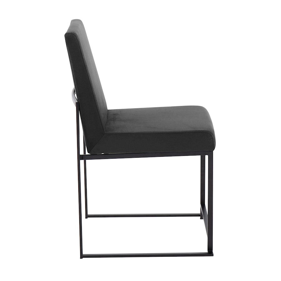 LumiSource Fuji High Back Dining Chair Set of 2 | Black Velvet and Black Steel Frame | Dining Room & Home Office Seating | Model DC-HBFUJIBKVBK2