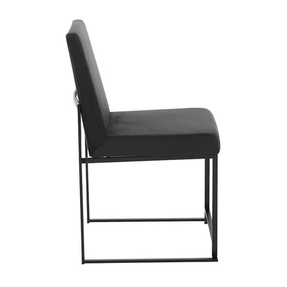 LumiSource Fuji High Back Dining Chair Set of 2 | Black Velvet and Black Steel Frame | Dining Room & Home Office Seating | Model DC-HBFUJIBKVBK2