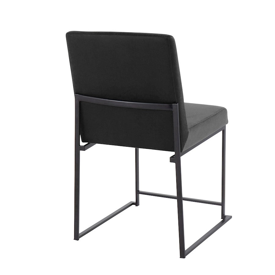 LumiSource Fuji High Back Dining Chair Set of 2 | Black Velvet and Black Steel Frame | Dining Room & Home Office Seating | Model DC-HBFUJIBKVBK2