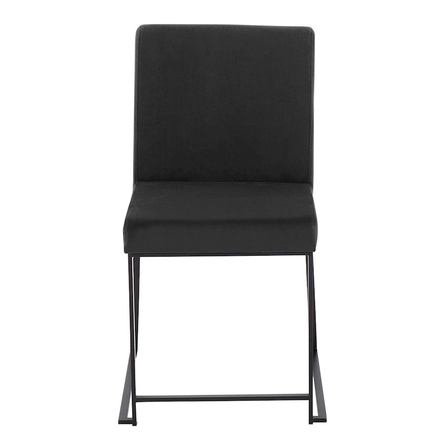LumiSource Fuji High Back Dining Chair Set of 2 | Black Velvet and Black Steel Frame | Dining Room & Home Office Seating | Model DC-HBFUJIBKVBK2