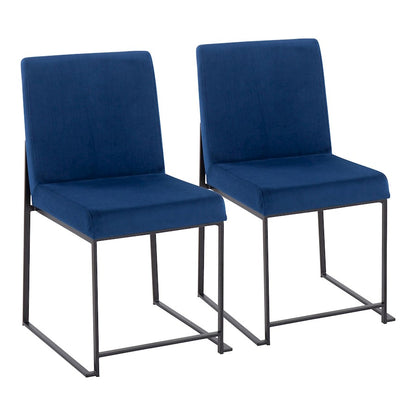 LumiSource Fuji High Back Dining Chair Set of 2 | Blue Velvet and Black Steel Frame | Dining Room & Home Office Seating | Model DC-HBFUJIBKVBU2