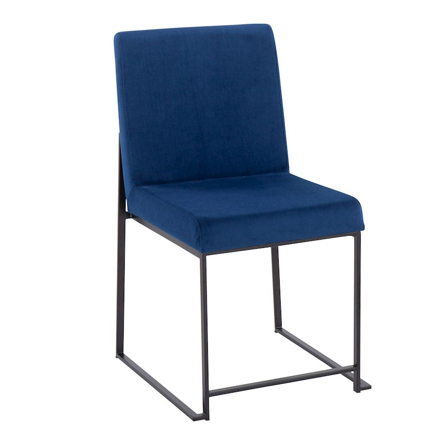 LumiSource Fuji High Back Dining Chair Set of 2 | Blue Velvet and Black Steel Frame | Dining Room & Home Office Seating | Model DC-HBFUJIBKVBU2