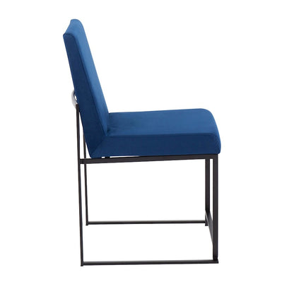 LumiSource Fuji High Back Dining Chair Set of 2 | Blue Velvet and Black Steel Frame | Dining Room & Home Office Seating | Model DC-HBFUJIBKVBU2