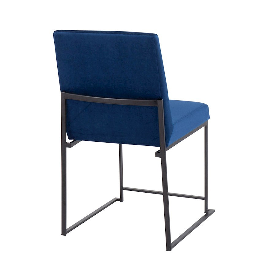 LumiSource Fuji High Back Dining Chair Set of 2 | Blue Velvet and Black Steel Frame | Dining Room & Home Office Seating | Model DC-HBFUJIBKVBU2