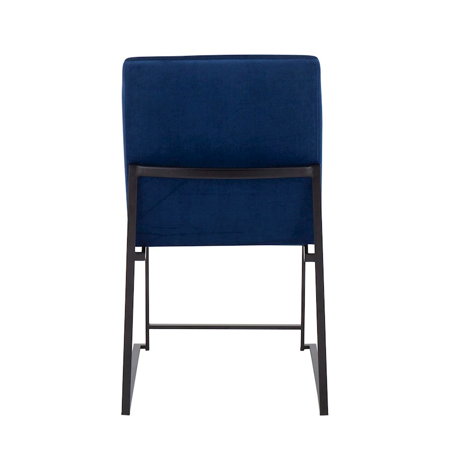 LumiSource Fuji High Back Dining Chair Set of 2 | Blue Velvet and Black Steel Frame | Dining Room & Home Office Seating | Model DC-HBFUJIBKVBU2