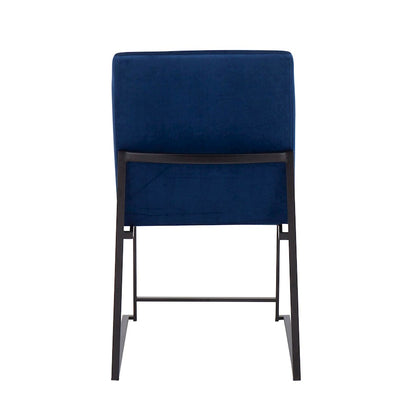 LumiSource Fuji High Back Dining Chair Set of 2 | Blue Velvet and Black Steel Frame | Dining Room & Home Office Seating | Model DC-HBFUJIBKVBU2