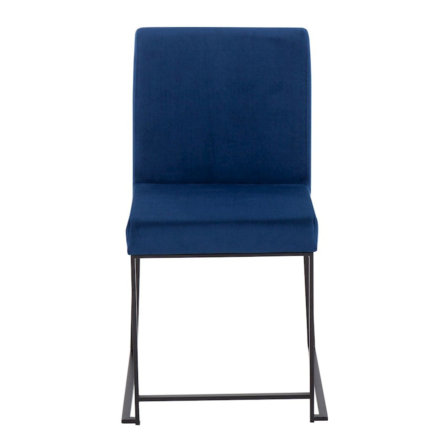 LumiSource Fuji High Back Dining Chair Set of 2 | Blue Velvet and Black Steel Frame | Dining Room & Home Office Seating | Model DC-HBFUJIBKVBU2