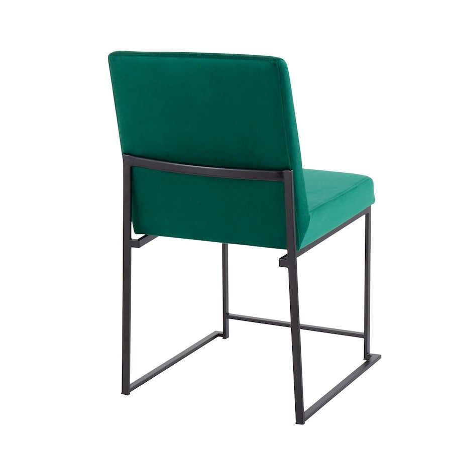 LumiSource Fuji High Back Dining Chair Set of 2 | Green Velvet and Black Steel Frame | Dining Room & Home Office Seating | Model DC-HBFUJIBKVGN2