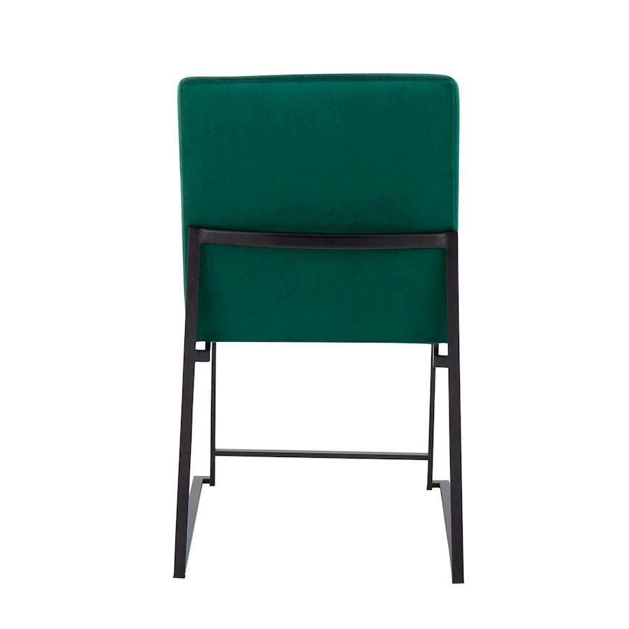 LumiSource Fuji High Back Dining Chair Set of 2 | Green Velvet and Black Steel Frame | Dining Room & Home Office Seating | Model DC-HBFUJIBKVGN2