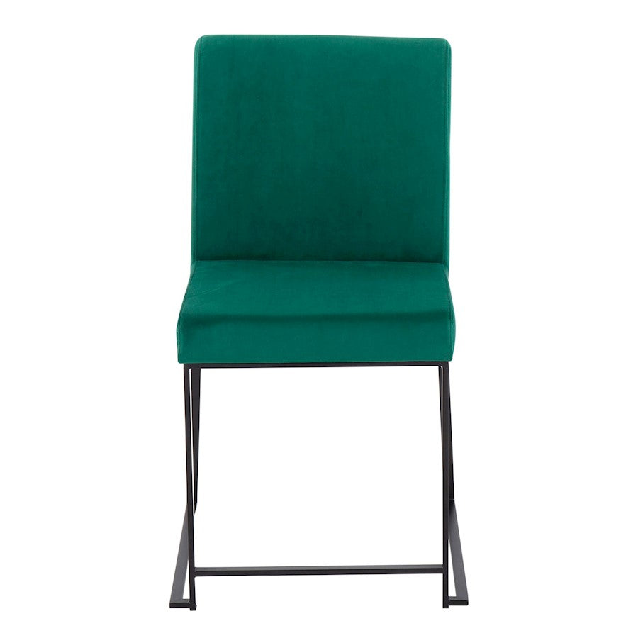 LumiSource Fuji High Back Dining Chair Set of 2 | Green Velvet and Black Steel Frame | Dining Room & Home Office Seating | Model DC-HBFUJIBKVGN2