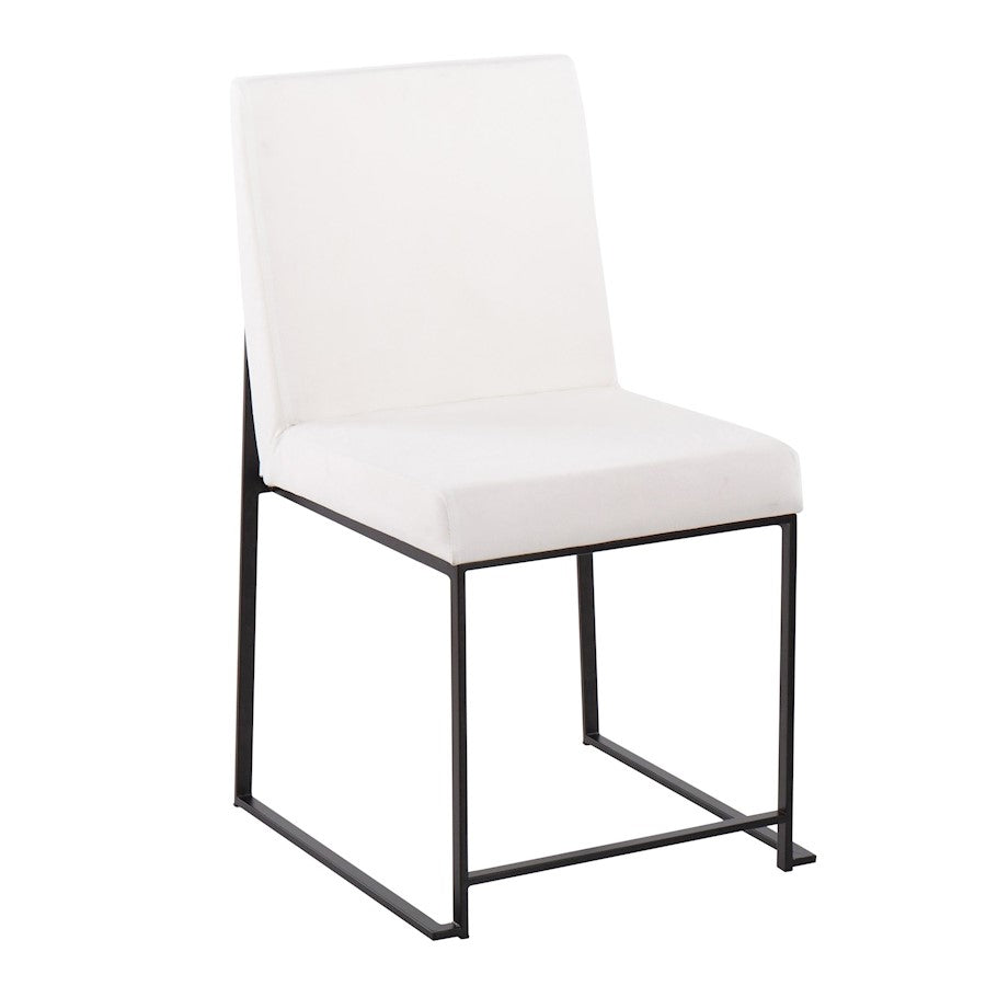 LumiSource Fuji High Back Dining Chair Set of 2 | Black Steel & White Velvet | Dining Room & Office Seating | Model DC-HBFUJIBKVW2